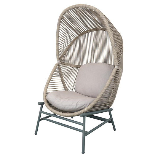 Hive Outdoor Chair - Sand Cushions, Sand Weave Chair, Dusty Green Aluminum Base