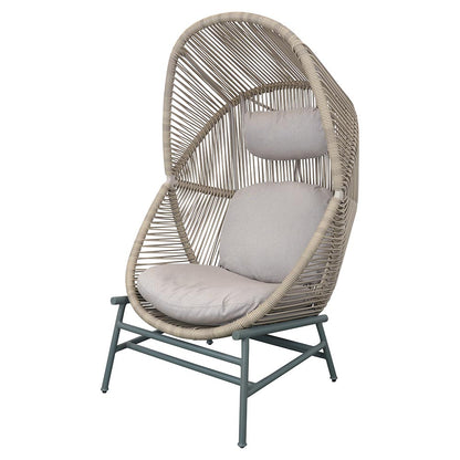 Hive Outdoor Chair - Sand Cushions, Sand Weave Chair, Dusty Green Aluminum Base