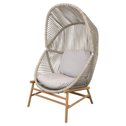 Hive Outdoor Chair - Sand Cushions, Sand Weave Chair, Teak Base