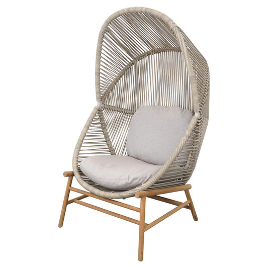 Hive Outdoor Chair - Sand Cushions, Sand Weave Chair, Teak Base