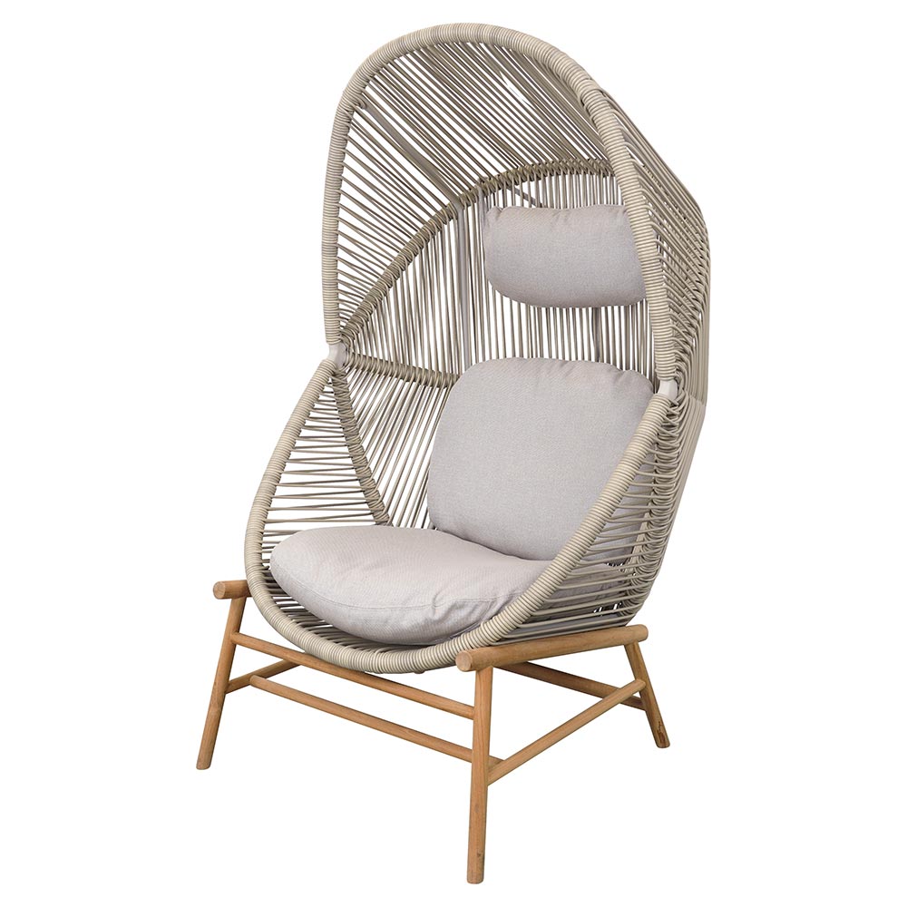 Hive Outdoor Chair - Sand Cushions, Sand Weave Chair, Teak Base