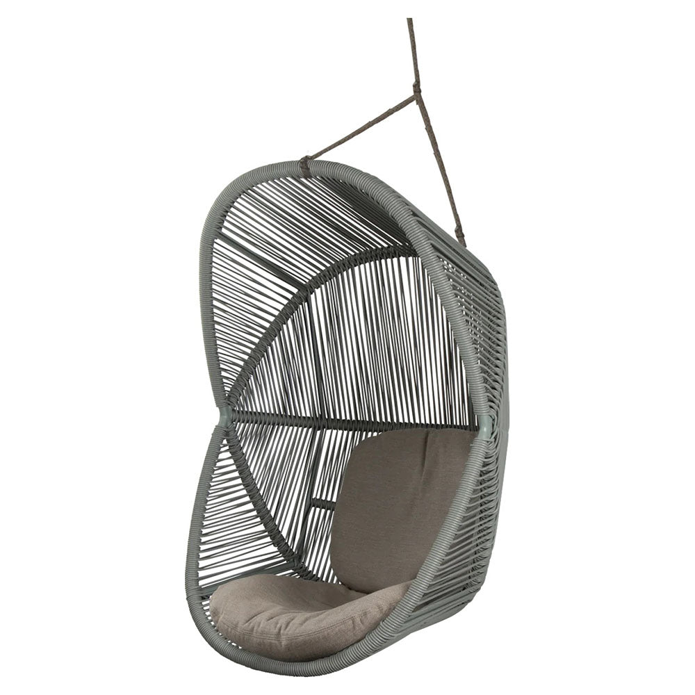 Hive Outdoor Chair - Taupe Cushions, Dusty Green Weave Chair, Taupe Rope Suspension