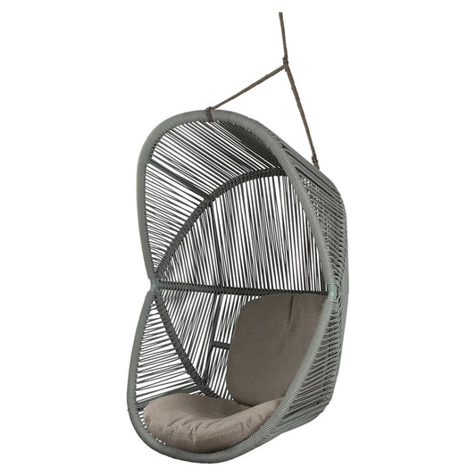 Hive Outdoor Chair - Taupe Cushions, Dusty Green Weave Chair, Taupe Rope Suspension