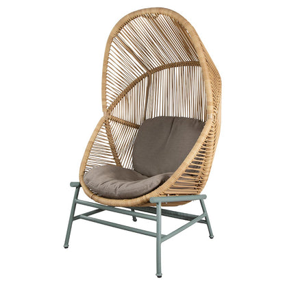 Hive Outdoor Chair - Taupe Cushions, Natural Weave Chair, Dusty Green Aluminum Base