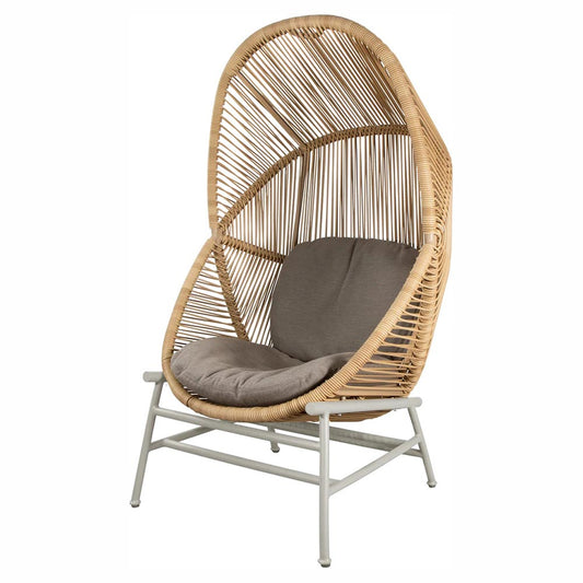 Hive Outdoor Chair - Taupe Cushions, Natural Weave Chair, Sand Aluminum Base