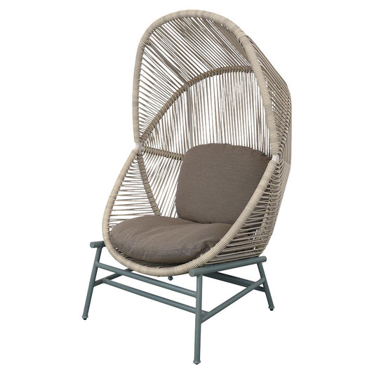 Hive Outdoor Chair - Taupe Cushions, Sand Weave Chair, Dusty Green Aluminum Base