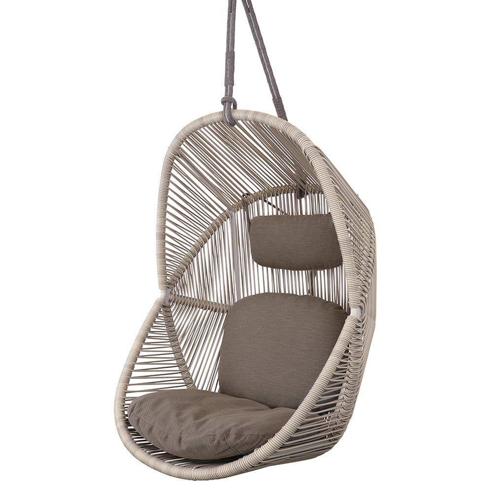 Hive Outdoor Chair - Taupe Cushions, Sand Weave Chair, Taupe Rope Suspension