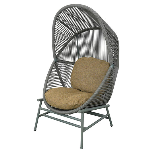 Hive Outdoor Chair - Turmeric Yellow Cushions, Dusty Green Weave Chair, Dusty Green Aluminum Base
