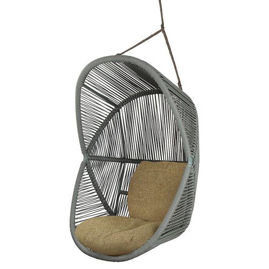 Hive Outdoor Chair - Turmeric Yellow Cushions, Dusty Green Weave Chair, Taupe Rope Suspension