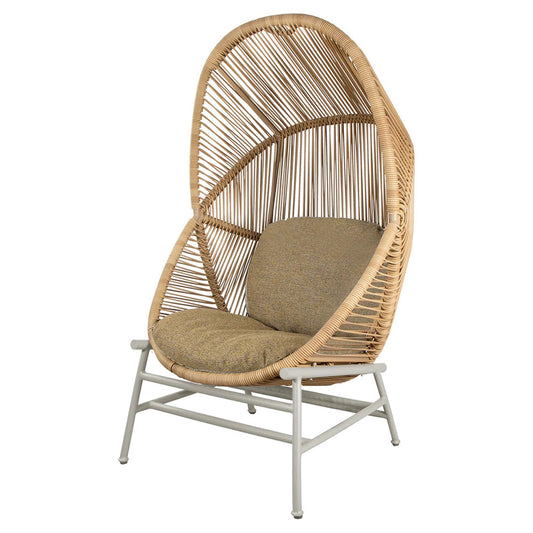 Hive Outdoor Chair - Turmeric Yellow Cushions, Natural Weave Chair, Sand Aluminum Base