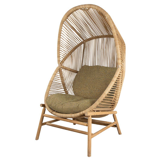 Hive Outdoor Chair - Turmeric Yellow Cushions, Natural Weave Chair, Teak Base