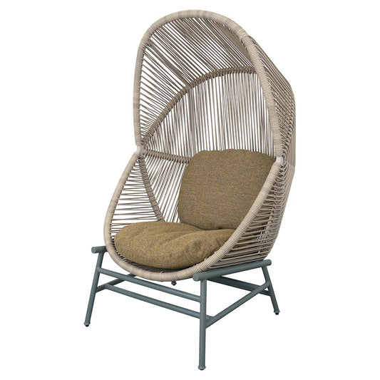 Hive Outdoor Chair - Turmeric Yellow Cushions, Sand Weave Chair, Dusty Green Aluminum Base
