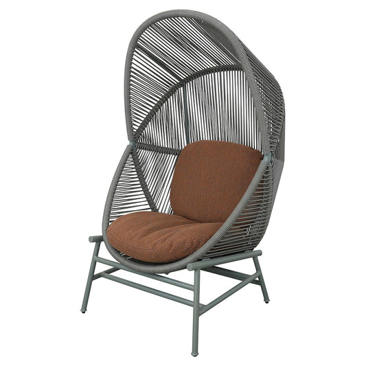 Hive Outdoor Chair - Umber Brown Cushions, Dusty Green Weave Chair, Dusty Green Aluminum Base