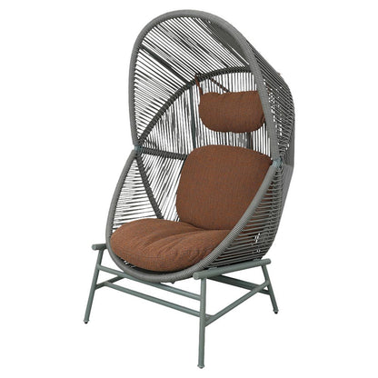 Hive Outdoor Chair - Umber Brown Cushions, Dusty Green Weave Chair, Dusty Green Aluminum Base
