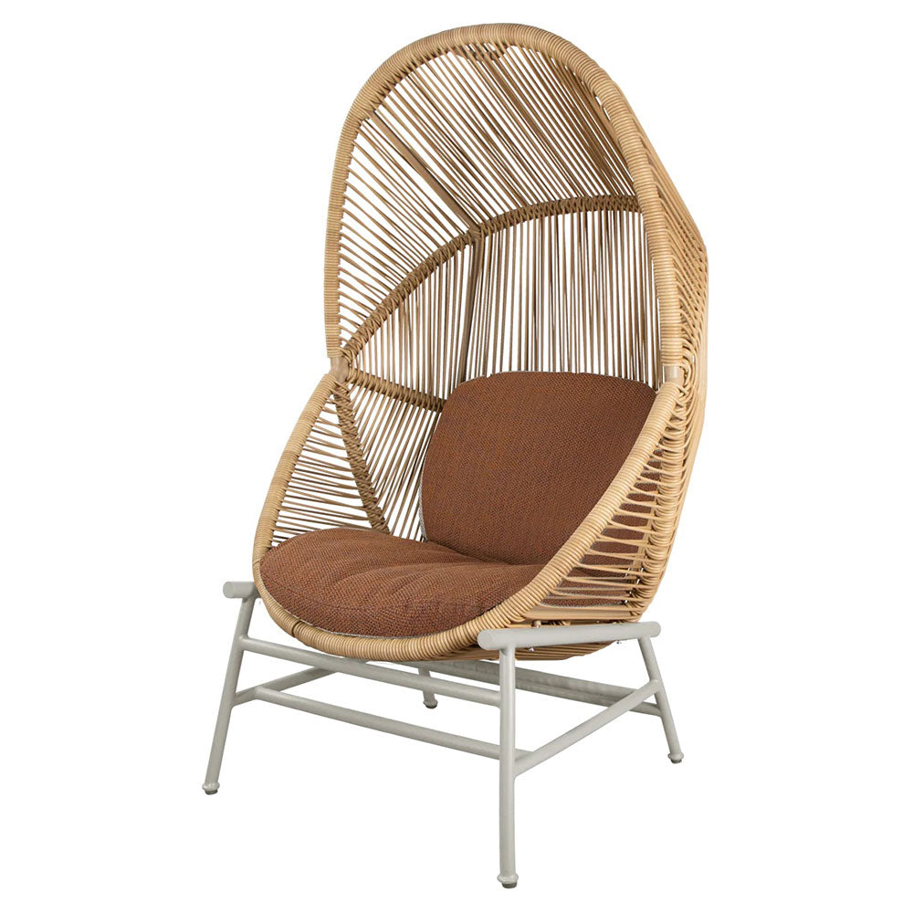 Hive Outdoor Chair - Umber Brown Cushions, Natural Weave Chair, Sand Aluminum Base