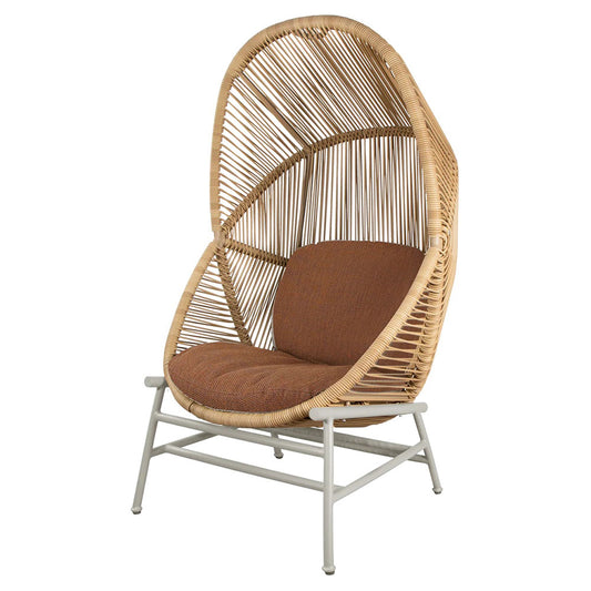 Hive Outdoor Chair - Umber Brown Cushions, Natural Weave Chair, Sand Aluminum Base