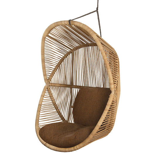 Hive Outdoor Chair - Umber Brown Cushions, Natural Weave Chair, Taupe Rope Suspension