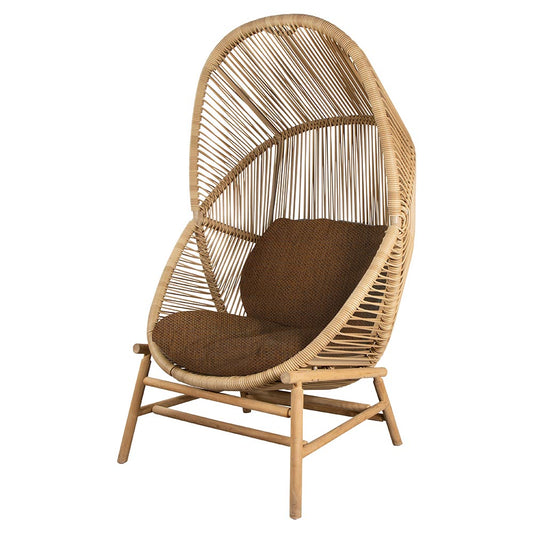 Hive Outdoor Chair - Umber Brown Cushions, Natural Weave Chair, Teak Base