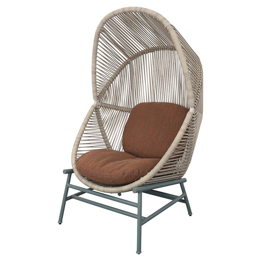 Hive Outdoor Chair - Umber Brown Cushions, Sand Weave Chair, Dusty Green Aluminum Base