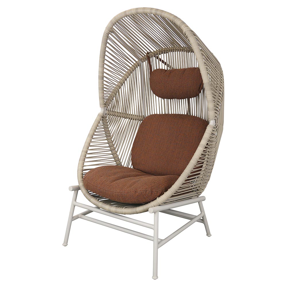 Hive Outdoor Chair - Umber Brown Cushions, Sand Weave Chair, Sand Aluminum Base