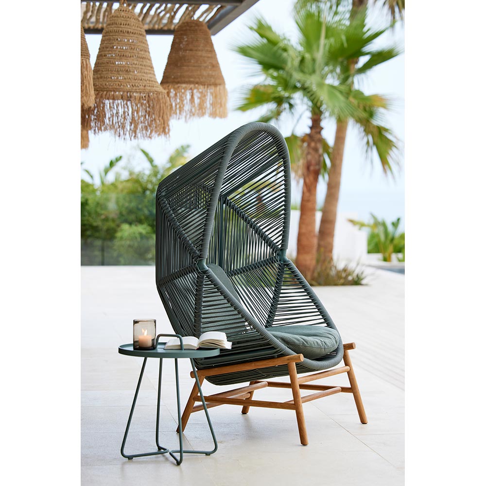 Hive Outdoor Chair - Umber Brown Cushions, Sand Weave Chair, Sand Aluminum Base