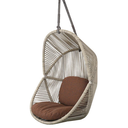 Hive Outdoor Chair - Umber Brown Cushions, Sand Weave Chair, Taupe Rope Suspension