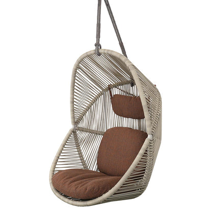 Hive Outdoor Chair - Umber Brown Cushions, Sand Weave Chair, Taupe Rope Suspension