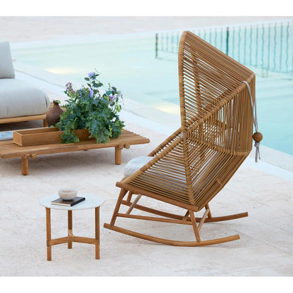 Hive Outdoor Rocking Chair - Light Brown Cushions, Natural Frame