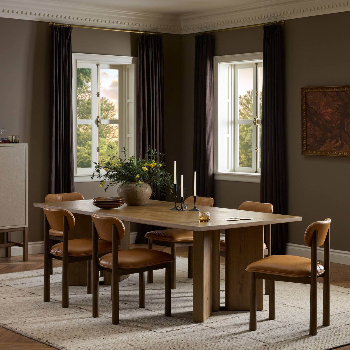 Huxley Dining Table - Rubbed Light Oak Veneer - 100"W