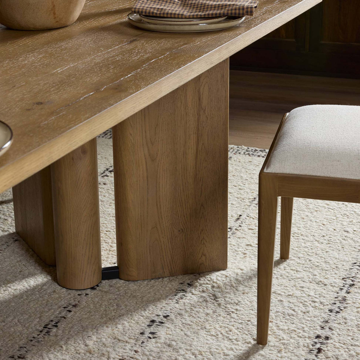 Huxley Dining Table - Rubbed Light Oak Veneer - 84"W