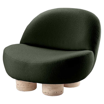 Hygge Armchair - Forest Boucle, Travertine Marble Feet