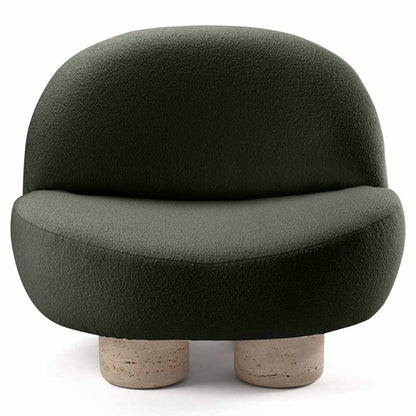 Hygge Armchair - Forest Boucle, Travertine Marble Feet