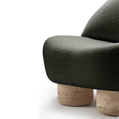 Hygge Armchair - Forest Boucle, Travertine Marble Feet