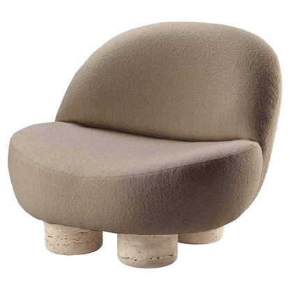 Hygge Armchair - Latte Boucle, Travertine Marble Feet