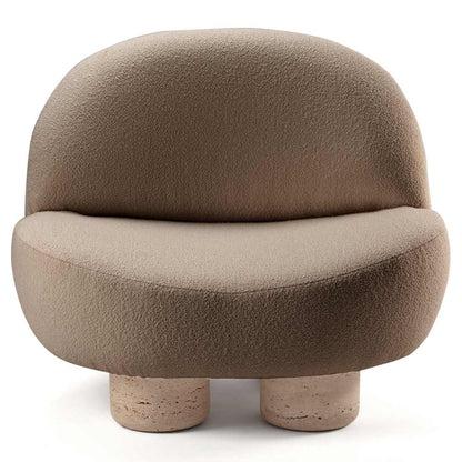 Hygge Armchair - Latte Boucle, Travertine Marble Feet