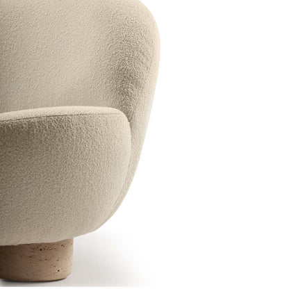 Hygge Armchair - White Boucle, Travertine Marble Feet