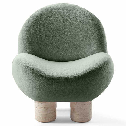 Hygge Lounge Chair - Celadon Boucle, Travertine Marble Feet