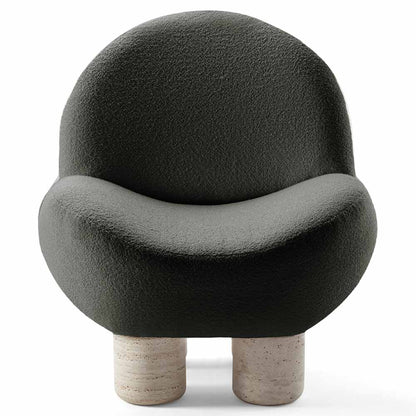 Hygge Lounge Chair - Forest Boucle, Travertine Marble Feet