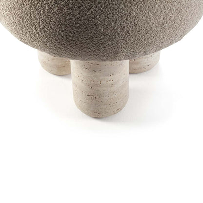 Hygge Stool - Latte Boucle, Travertine Marble Feet