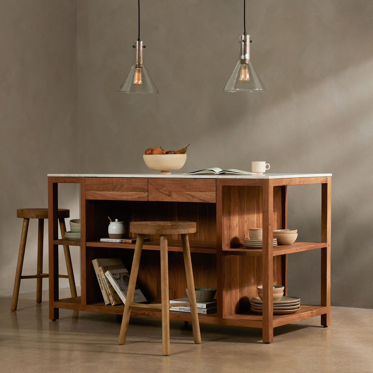 Indira Kitchen Island - White Marble