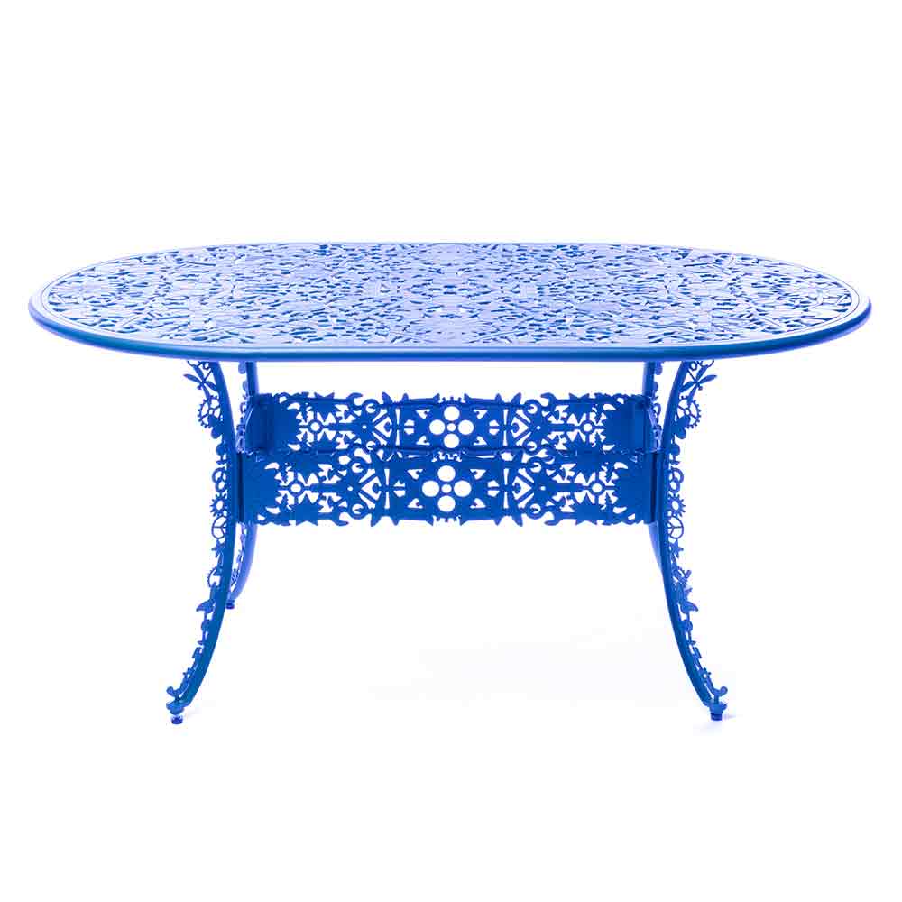 Industry Aluminum Oval Table - Blue