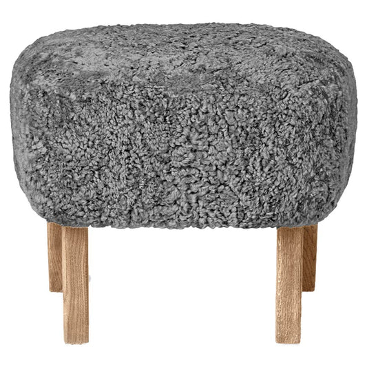 Ingeborg Footstool - Anthracite Sheepskin, Natural Oak
