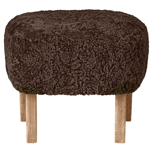 Ingeborg Footstool - Espresso Sheepskin, Natural Oak