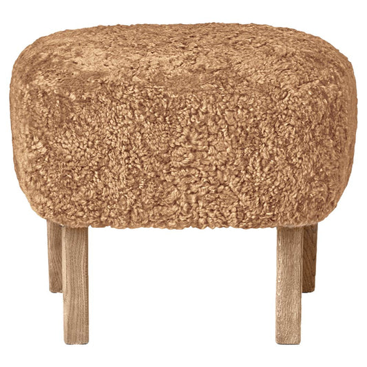 Ingeborg Footstool - Honey Sheepskin, Natural Oak