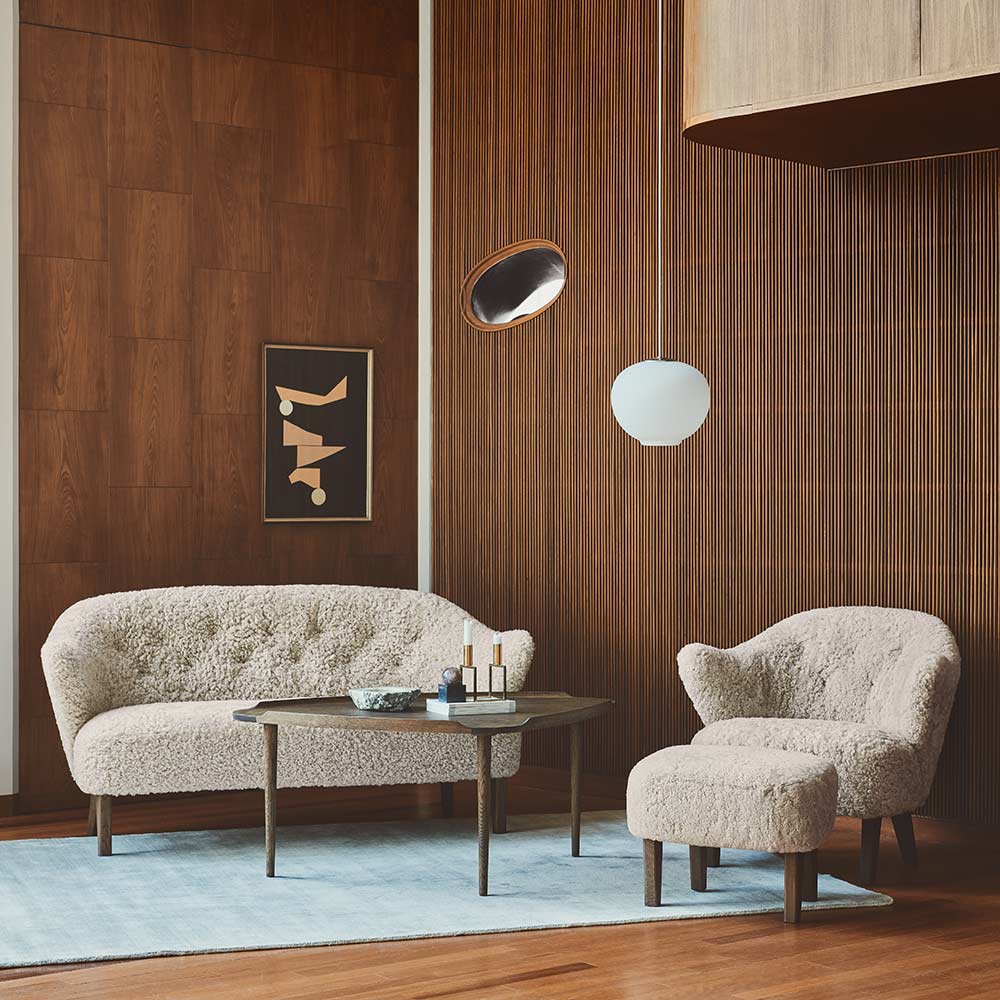 Ingeborg Sofa - Espresso Sheepskin, Natural Oak