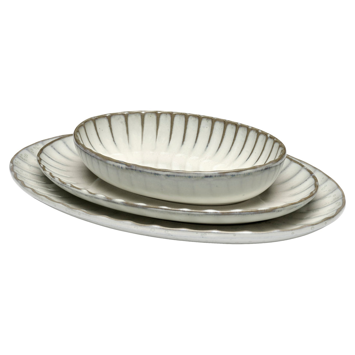 Inku White Oval Plate Set of 2 - Large