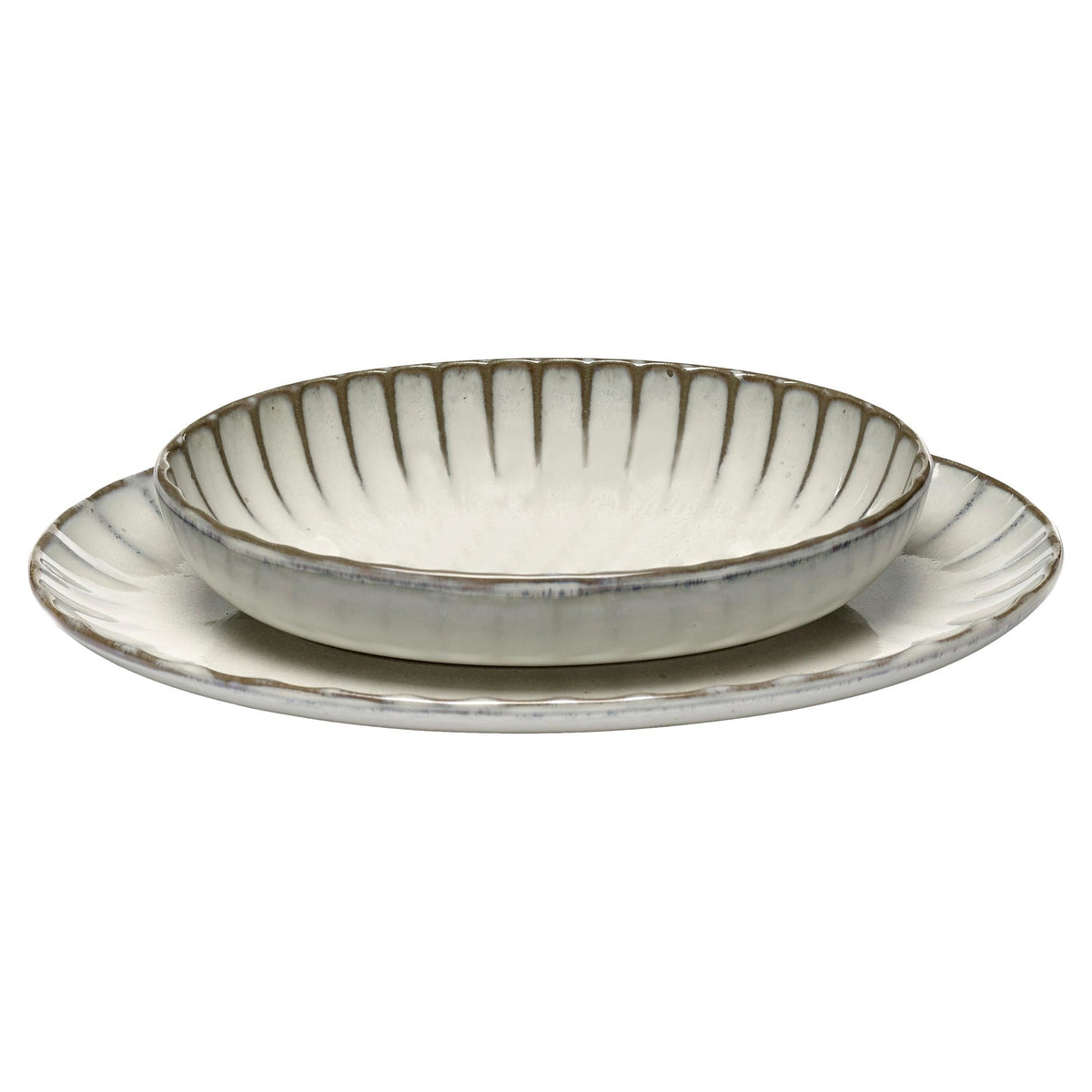 Inku White Oval Serving Bowl Set of 2 - Small