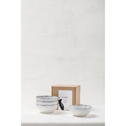 Inku White Ribbed Bowl Set of 4 - Extra Large