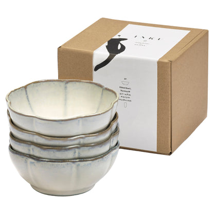 Inku White Ribbed Bowl Set of 4 - Large