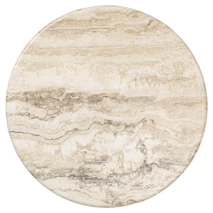 IOI Round Small Coffee Table - Rippled Beige Travertine, Chrome Base